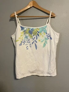 Vintage Faded Glory Womens Cami 22W/24W White Floral Built in Bra Fairy Y2K READ - Picture 1 of 7