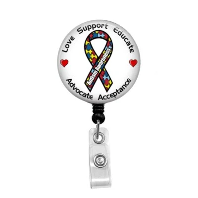 Conciencia del autismo - Soporte de insignia retráctil - Carrete de insignia - Cordones - Estetoscopio Foto 1 de 4