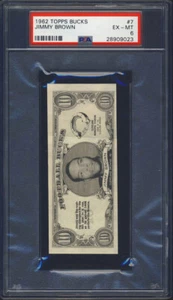 1962 Topps Bucks #7 Jim Brown PSA 6 Cleveland Browns Salón de la fama - Imagen 1 de 1