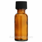 1 OZ 30ML AMBER BOSTON ROUND GLASS BOTTLES WITH CLOSED CONED CAPS 12 24 72 144