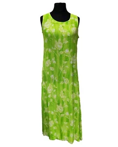 Exhibit Vestido Amarillo Verde Sin Mangas Talla 8 Largo Cambio Floral Y2K Años 90 Vacaciones - Imagen 1 de 17