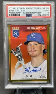 Bobby Witt Jr 2023 Topps Chrome Platinum Anniversary Gold Auto /50 PSA 9 - Picture 1 of 2