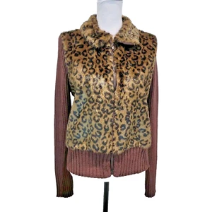 Giacca maglione Tiara da donna marrone taglia L maniche lunghe pelliccia sintetica collo anteriore lungo - Foto 1 di 16
