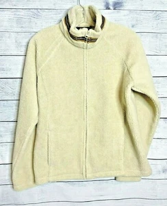 Woolrich Tusk Damen-Fleecejacke Reißverschluss Fronttaschen beige getrimmt weich Medium  - Bild 1 von 9