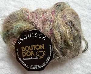 4 Balls Bouton d’Or Mohair Alpaca Blend Col: "Bouleau" Green Gold Burgundy Brown - Picture 1 of 8