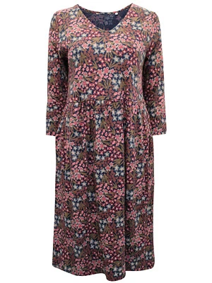 EX Seasalt Navy Alpine 3/4 Sleeve Brush Drawing Dress Sizes 10-26/28 RRP £59.95 - Image 1 of 3