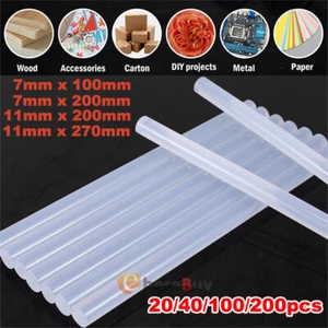 20~200PCS Hot Melt Glue Sticks for Craft 0.27" X 8", 7/16" X 10.6" , 7/16" X 8" - Picture 1 of 17