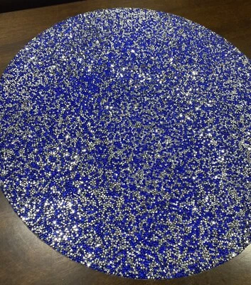 SPARKLES NEW!!! COBALT BLUE SILVER Placemat LUX EASTER 4th Party GORGEOUS! - Image 1 of 4
