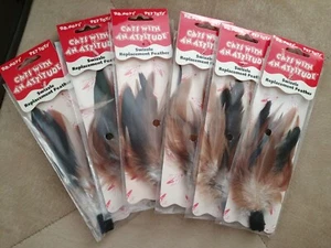 Set 6 Dr. Noy's Haustier Spielzeug Feder Vogel Swizzle Ersatzpaket Katzen & Kätzchen - Bild 1 von 20