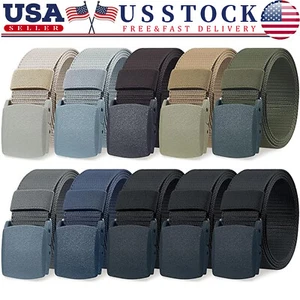 Herren Kunststoff Nocken Schnalle Nylon Canvas Taktischer Bund Gurtband Militär Gürtel - Bild 1 von 18