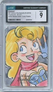 2019 DC Comics Bombshells Cryptozoic Supergirl Sketch Lucy Fidelis 1/1 CGC 9 - Picture 1 of 2