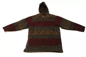 Woolrich Womens Wool Tapestry Blanket Jacket Animal Print Hoodie USA medium - Picture 1 of 6