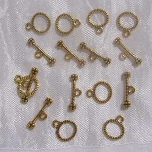 O226 - LOT DE 20 SETS FERMOIRS TOGGLE DORÉ OR 10x12mm 17mm pour bracelet collier - Picture 1 of 4