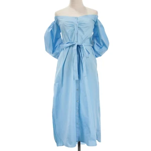 Abito Staud nuovo con etichette Reese spalle scoperte manica a sbuffo taglia small blu francese - Foto 1 di 10