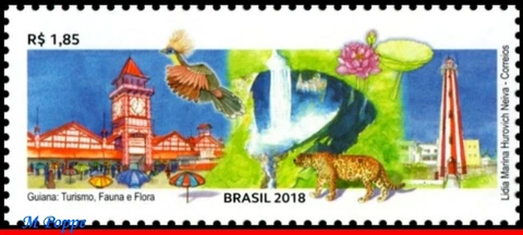 3391 BRAZIL 2018 GUYANA, TOURISM, BIRDS, LIGHTHOUSE, CATS, BIRDS, FLORA, MNH Cover