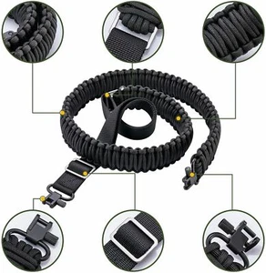Tactical 550 Paracord Rifle Gun Sling Shotgun Crossbow 2 Point Adjustable Swivel - Picture 1 of 12
