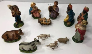 Vintage Nativity Christmas Manger Scene Figures Made In Italy Hand Painted X 11 - Picture 1 of 12