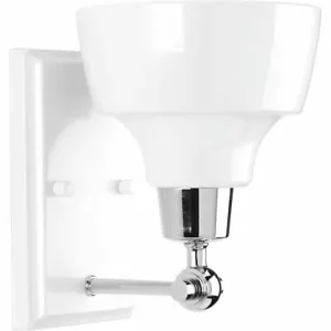 Progress Lighting Bramlett 1-Light Chrome White Transitional Vanity Light - Picture 1 of 1
