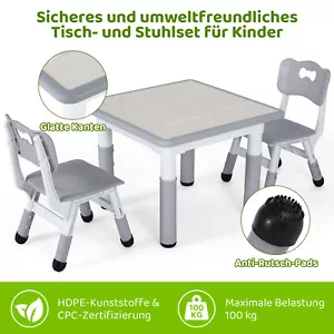 Tavolo Bambini 3pz +2 Sedie Plastica Gruppo Seggiolino Altezza Regolabile Plastica - Foto 1 di 8