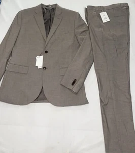H&M Brown Slim Fit SUIT (Jacket Size 44R) (pants Size 34R .. - Picture 1 of 6