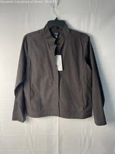 NWT Eileen Fisher Women's Black Stand Collar Lightweight Jean Jacket, Sz. PL - Picture 1 of 3