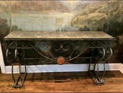 Mesa consola francesa española diseño curvo metal antigua Foto 1 de 4