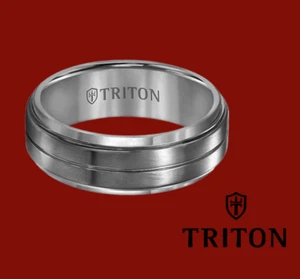 Zales Triton Tungsten Carbide Gray Men's Wedding Ring Band - 8mm NWT $425 - Picture 1 of 6