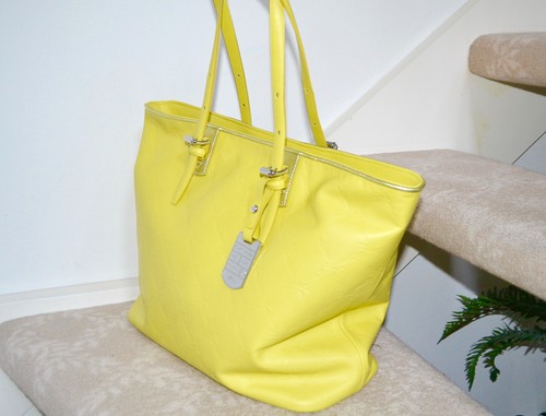 Nuova borsa tote autentica Longchamp LM in pelle giallo limone e cerniera $675 Francia
