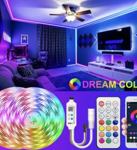 12V 5/10/15M RGB 3528 LED Strip Lights Colour Changing With Remote Power Supply - Picture 1 of 2