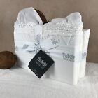 PiuBelle Portugal Raw Cotton FARMHOUSE Crochet Hem White KING SHEET SET