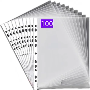 100 Buste Trasparenti Anelli A4,Cartelline Trasparenti A4 in PP Ecologico, 0.06M - Foto 1 di 12