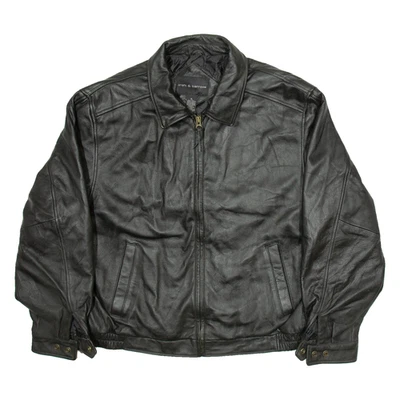 CROFT & BARROW Mens Biker Jacket Black Leather XL - Image 1 of 4