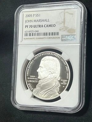 PF70 ULTRA CAMEO~2005 P JOHN MARSHALL S$1~NGC ENCAPSULATED~STUNNING COLLECTABLE - Image 1 of 4