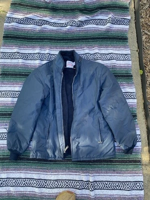 Chaqueta de Moda Buy Fidelity Vintage Azul Marino con Cremallera Forrada de Piel Difusa Grande Foto 1 de 3