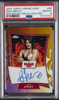 2025 TOPPS CHROME WWE RED BRAND CHROME AUTO #RIP RHEA RIPLEY 11/50 PSA 10 - Image 1 of 2