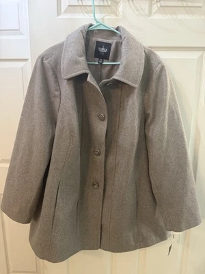 Abrigo London Fog para mujer 3x mezcla de lana tostado/beige nuevo con etiquetas precio de venta sugerido por el fabricante 180 USD forrado Foto 1 de 4