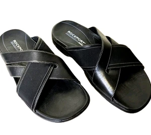 Rockport Slides Mens Size 8 M Black Leather Torsion by Adidas Sandals AFM2741A - Picture 1 of 8