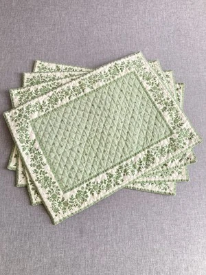 Tissus Toselli France Callisson Floral Rectangular Quilted Placemats Set of 4 - Image 1 of 4