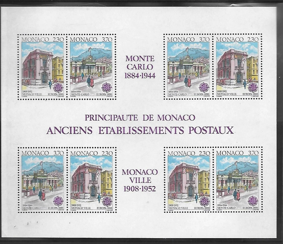 1990 Monaco  Bloc feuillet  anciens établissements postaux N°  BF 49 neuf ** - Photo 1/1