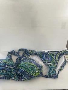 Juego de BIKINI HALTER COPA MOLDEADA PAISLEY PAUREN RALPH LAUREN TALLA 14 AZUL VERDE - Imagen 1 de 8