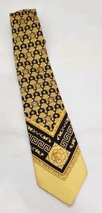 Gianni Versace Saks Fifth Avenue Gold Black Medusa Print Silk Tie - Picture 1 of 5