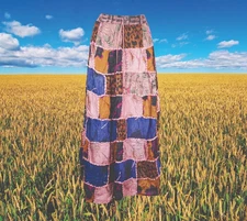 Patchwork Boho Maxi Skirt, Women’s Patchwork Skirt, Summer Pink Beach S/M/L