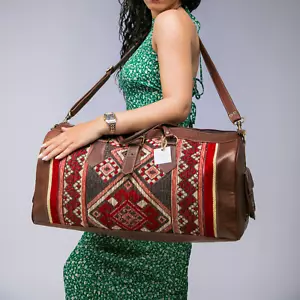 Bolso de lona de cuero hecho a mano para mujer y hombre con alfombra roja - Imagen 1 de 6
