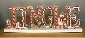 16" TRIMSETTER by Dillard's Claydough JINGLE Candy Gingerbread TABLE SIGN - Picture 1 of 15