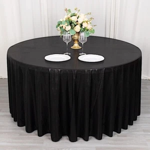 120" BLACK Polyester Round TABLECLOTH Sequin Dots Party Events Decorations - Picture 1 of 6
