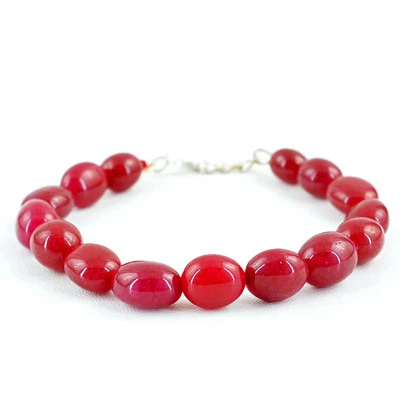 PREMIUM QUALITY 172.10 CTS EARTH MINED RED RUBY OVAL SHAPED BEADS BRACELET (DG) - Image 1 of 2