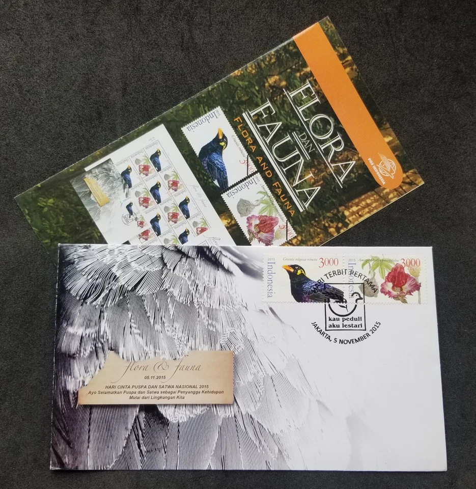 *ENVÍO GRATUITO Indonesia Flora Fauna 2015 Pájaro Flor Planta (sello FDC) Foto 1 de 4