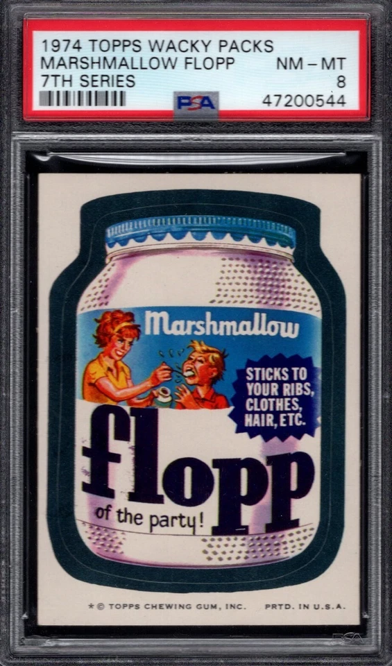 1974 Topps Wacky Packages MARSHMALLOW FLOPP PSA 8 NM/MT Series 7 Packs - Image 1 of 1
