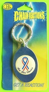 GOD BLESS AMERICA Red White & Blue Ribbon Patriotic USA Keychain Key Ring Chain - Picture 1 of 1