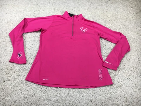 Houston Texans Sweater Womens Large Pink Nike 1/4 Zip Awareness Football NFL Cover